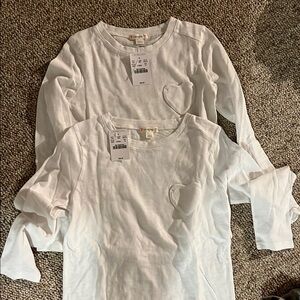 SISTER SET! (Can separate) white Crewcuts cotton longsleeve with heart pocket